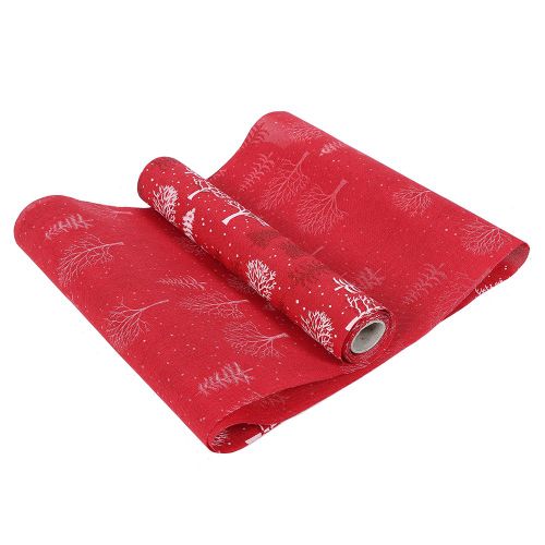 Hjlian Chemin De Table Imprime En Polyester Pour Noel, Decoration De Fete, Banquet, Maison, Type A, Sapin De Noel Rouge