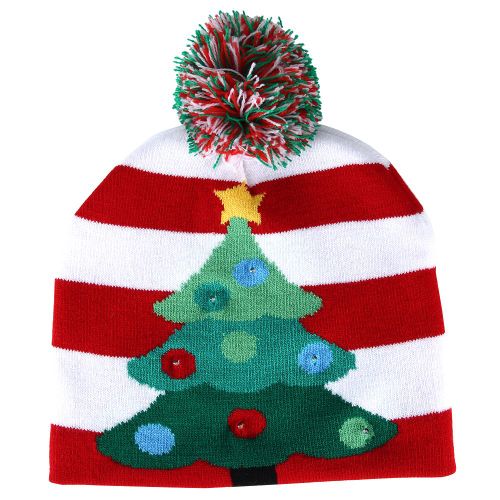 Hjlian Bonnet De Noel Lumineux Et Elegant, Tricote, Pour Adultes Et Enfants, Decorations De Noel, Type 1