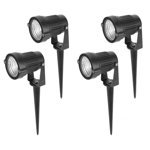 Hjlian Lot De 4 Projecteurs D'exterieur Etanches A Led Pour Allee, Cour, Pelouse, 5 W, Dc12 V