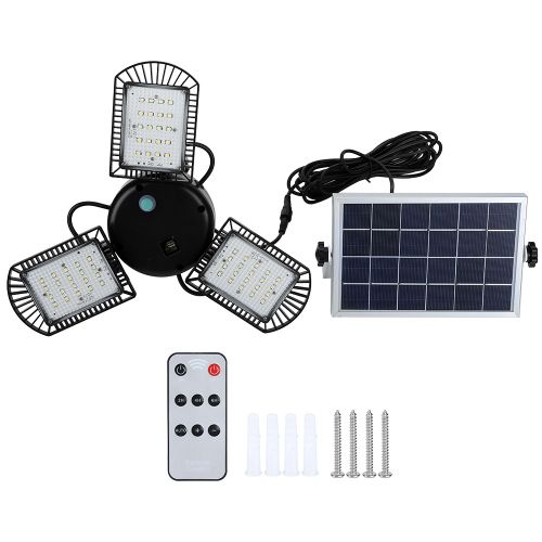 Hjlian Projecteur Solaire Etanche A 60 Led Avec Telecommande Pour Eclairage De Jardin Et De Cour