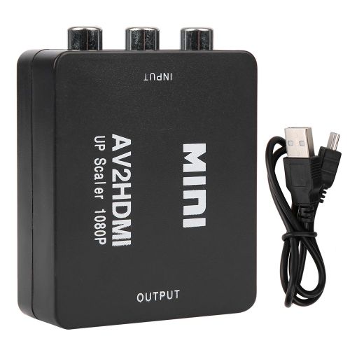HJLIAN Adaptateur mini AV vers HDMI 1080P 60 Hz haute definition avec cable USB, noir