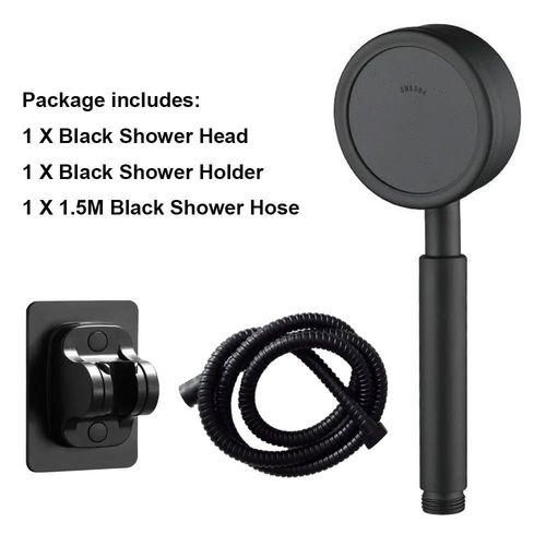 Pommeau de douche noir en acier inoxydable, résistant aux chutes, Durable, haute pression, pour salle de bain, ensemble de douche à économie d'eau-Ensemble noir