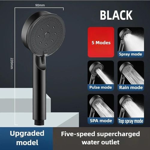 Pommeau de douche multifonction réglable, 5 modes de pression, grand rendement d'eau, buse de douche, douche de Massage, accessoire de salle de bains-pommeau de douche noir