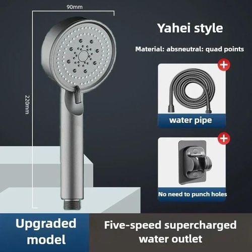 Pommeau de douche multifonction réglable, 5 modes de pression, grand rendement d'eau, buse de douche, douche de Massage, accessoire de salle de bains-ensemble gris - 3 pièces