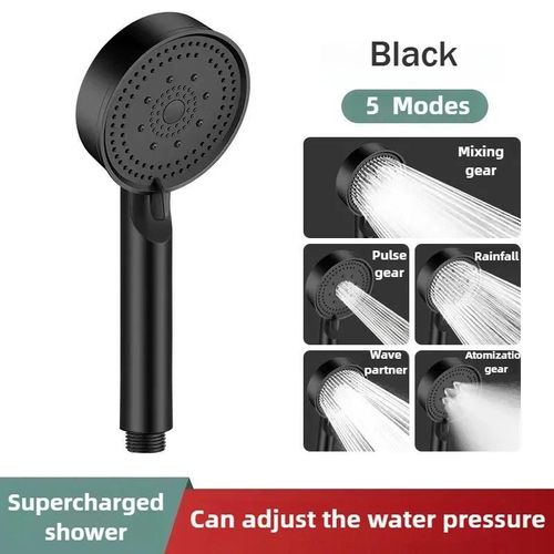 Pommeau de douche multifonction réglable, 5 Modes de pression, grande buse de douche à eau, Massage, accessoire de salle de bains, douche de pluie-Pommeau de douche