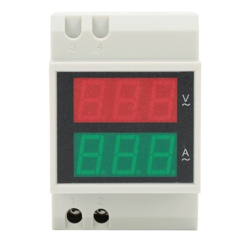 HJLIAN Compteur de courant/tension de type rail, multifonctionnel, voltmetre, amperemetre, 80-300 V