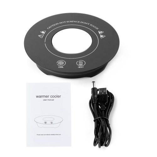 HJLIAN Dessous de verre chauffant et rafraichissant electrique USB, noir, intelligent et etanche, pour la maison et le bureau
