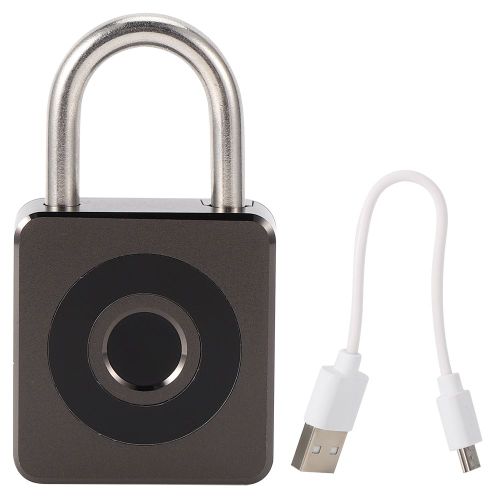 HJLIAN Cadenas intelligent antivol a empreinte digitale sans cle, verrou de securite USB portable, gris fonce