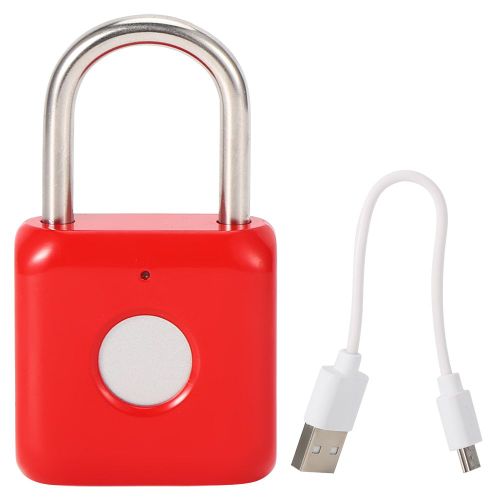 HJLIAN Cadenas a empreinte digitale USB sans cle, antivol, pour armoire, tiroir, boite de distribution, rouge