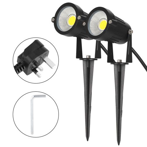 Hjlian Eclairage Exterieur Paysager 5 W, Lampes Led De Jardin Etanches, Projecteurs Cob Ac85-265 V, Prise Uk