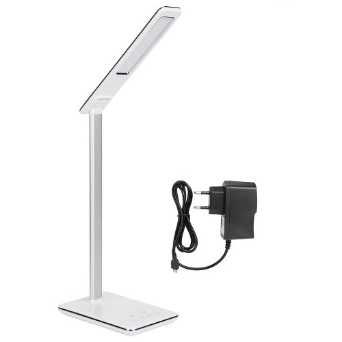 Hjlian Lampe De Table Led Usb Pour Chargement Sans Fil Qi, Luminosite Reglable Pour L'etude, Prise Ue 110-240 V