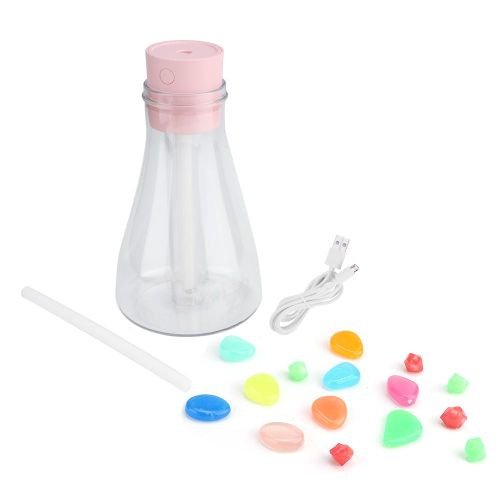 HJLIAN Mini veilleuse LED 500 ml, silencieuse, portable, USB, bouteille, humidificateur, diffuseur d'air, rose