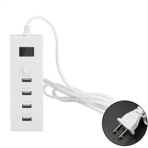 HJLIAN Multiprise USB intelligente 5 V 2,4 A, charge rapide, 4 ports, prise 100-240 V US