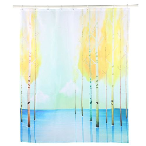 HJLIAN Rideau de douche impermeable et anti-moisissure a motif de petit arbre avec crochets, decoration de salle de bain, 180 x 180 cm