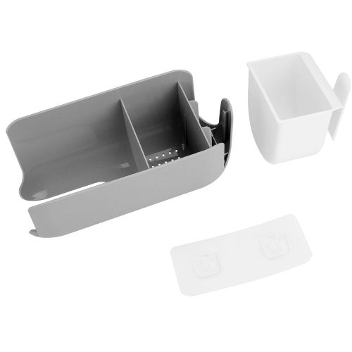 HJLIAN Support mural pour seche-cheveux, sans percage, pour salle de bain, gris et blanc