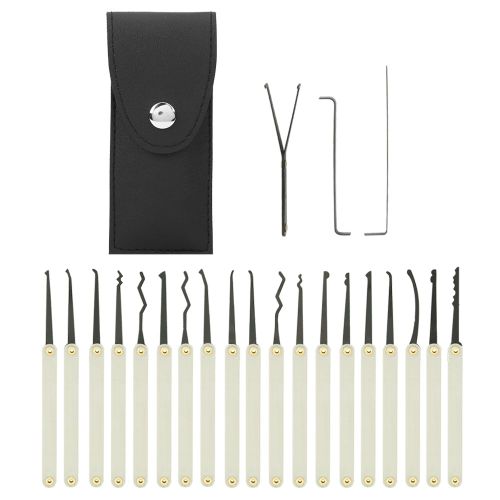 HJLIAN Kit de crochetage de serrure en acier inoxydable, 22 pieces, extracteur de cle, materiel, fournitures de serrurier, outil de poignee