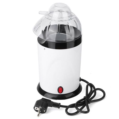 HJLIAN Mini souffleur electrique domestique, machine a pop-corn automatique, prise UE 220-240 V, blanc