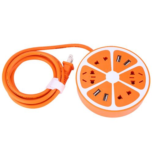 HJLIAN Multiprise ronde avec plusieurs ports USB pour usage domestique, prise americaine 110 V-240 V
