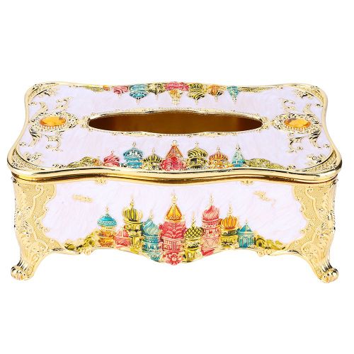 HJLIAN Boite a mouchoirs de style europeen, exquise, conteneur de rangement, organisateur pour la maison, la voiture, l'hotel, jaune