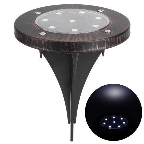 Hjlian Spots Solaires Enterres Etanches A 8 Led Pour Jardin, Terrasse, Pelouse, Cour, Lumiere Blanche
