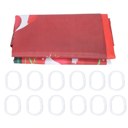 HJLIAN Rideau de douche en tissu polyester impermeable a motif de Noel avec 12 crochets et bequilles de Noel