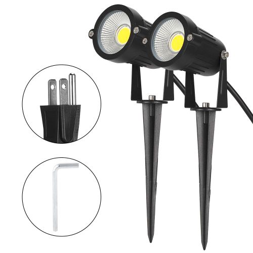 Hjlian Eclairage Exterieur De Paysage 5 W, Lampes Led De Jardin Etanches, Projecteurs Cob Ac85-265 V, Prise Us