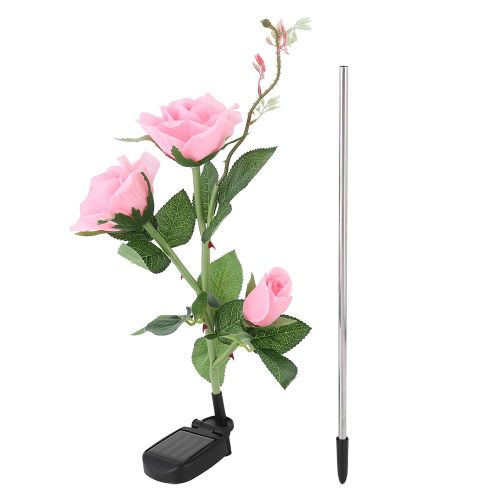 Hjlian Lampe Solaire D'exterieur Pour Jardin, Pelouse, Rose, Forme De Rose, 3 Led, Decoration Lumineuse