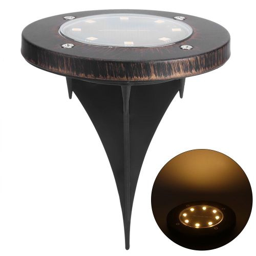 Hjlian Spot Solaire Etanche A 8 Led, Encastrable Dans Le Sol, Ideal Pour Un Jardin, Une Terrasse, Une Pelouse Ou Une Cour. Lumiere Chaude.