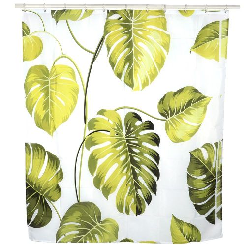 HJLIAN Rideau de douche impermeable et anti-moisissure, accessoire de decoration pour salle de bain (motif feuilles tropicales 150 x 180 cm)
