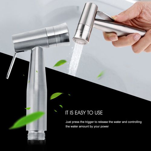 HJLIAN Kit de pulverisation de bidet a main en acier inoxydable a double fonction pour toilettes, norme americaine