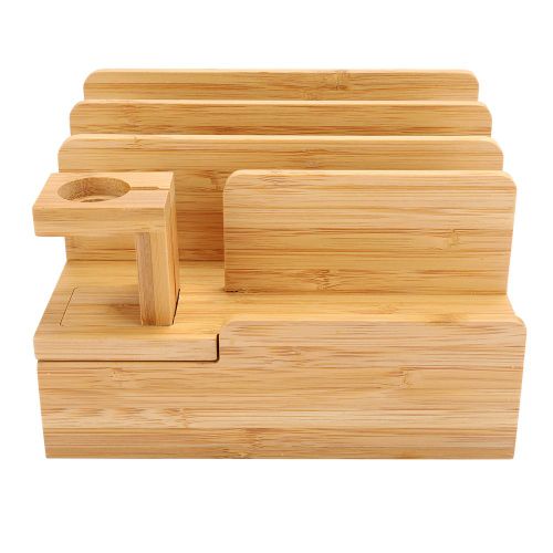 Hjlian Support De Rangement Pour Montres Et Telephones Portables, Boite De Rangement En Bambou