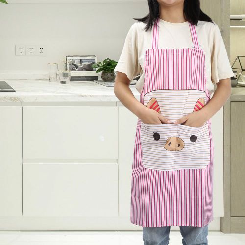 Hjlian Tablier De Dessin Anime En Polyester Resistant A L'huile, A Suspendre Au Cou, Pour La Cuisson, Le Rotissage Et La Cuisson (Rose Rouge)