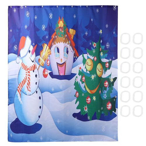 HJLIAN Rideau de douche impermeable a motif de Noel, sans perforation, avec 12 crochets