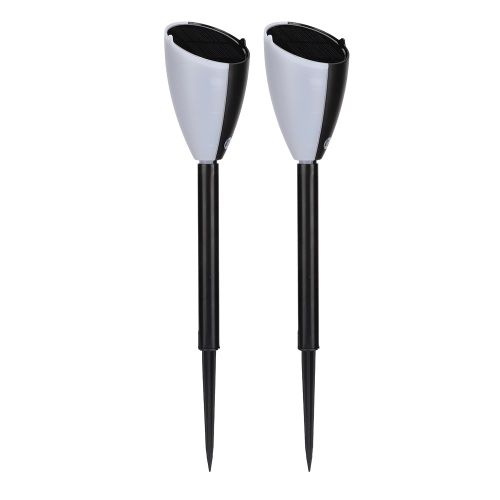 Hjlian Lot De 2 Lampes Solaires D'exterieur A Led Avec Musique Pour Pelouse, Jardin, Promenade, Rue, Noir Et Blanc