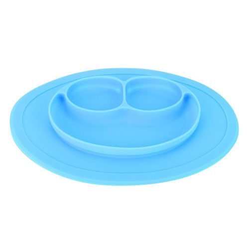 Hjlian Assiettes A Diner En Silicone Pour Nourrissons, Mignonnes Et Divisees, Pour Enfants (Bleu)