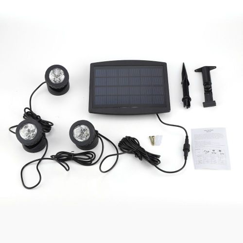 Hjlian Spot Lumineux Solaire 18 Led A Triple Tete Pour Jardin, Eclairage D'exterieur, Eclairage Sous-Marin Colore