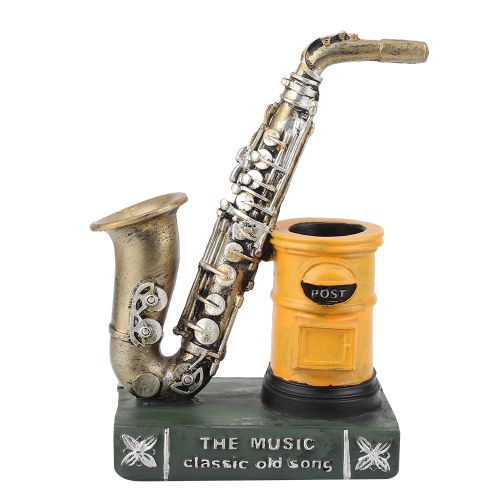 Hjlian Pot A Crayons Vintage En Forme De Saxophone, Boite De Rangement Pour Bureau, Cadeau Pour Enfants, Etudiants, Decoration De Maison, Bureau, Saxophone - Jaune