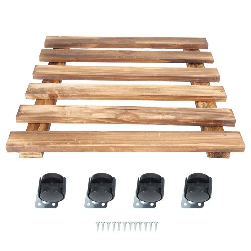 HJLIAN Plateau roulant pour pots de fleurs, chariot mobile en bois avec poulie a roulettes, roue universelle, outils de jardinage, 40 x 40 cm