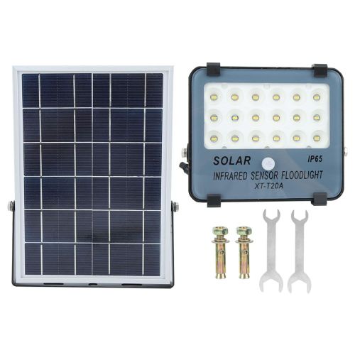 Hjlian Projecteur Solaire Led 20 W, Lampe Murale Etanche Avec Capteur, Eclairage D'exterieur Pour Jardin Et Pelouse