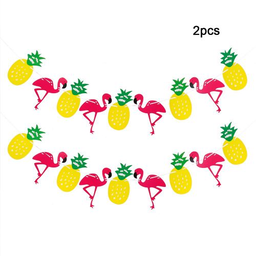 HJLIAN Bannieres suspendues hawaiennes, feuilles, cactus, decoration, drapeau a tirer pour fete d'anniversaire ou de mariage (fruits)