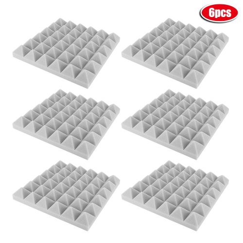HJLIAN Lot de 6 panneaux acoustiques en mousse insonorisante en forme de pyramide pour piano, studio (30 x 30 x 5 cm, gris)