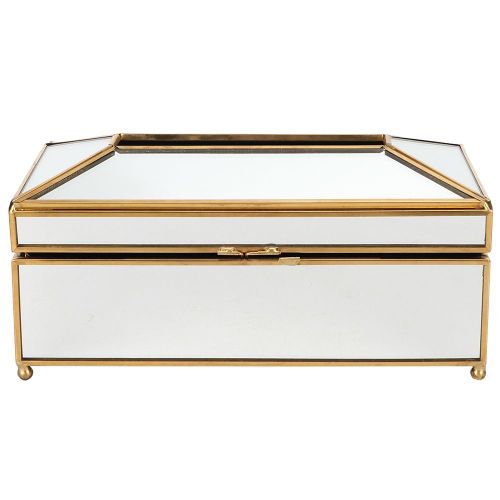 HJLIAN Decoration de bureau a domicile, porte-papier en verre, boite a mouchoirs, etui de rangement, miroir dore, grand format