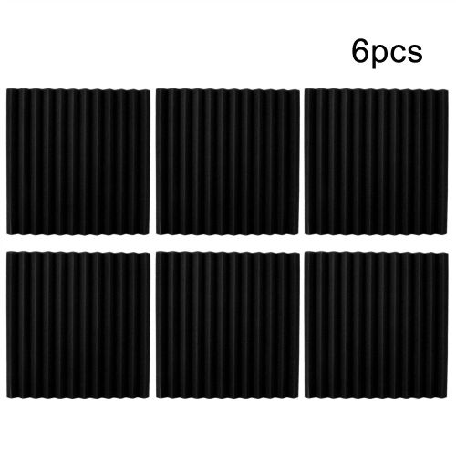 HJLIAN Lot de 6 panneaux acoustiques en mousse de coton insonorisante a 12 rainures pour studio, noir