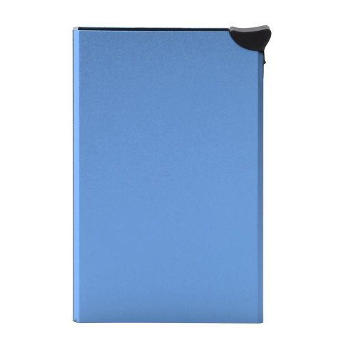 HJLIAN Porte-cartes antivol RFID en alliage d'aluminium, boite a cartes bancaires automatique, etui pour cartes de visite, bleu