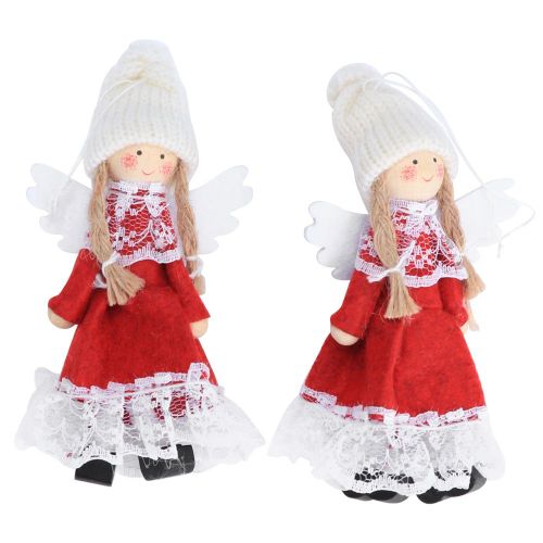 HJLIAN Lot de 2 jolies poupees en tissu avec dentelle decorative a suspendre, cadeau pour Noel, rose rouge