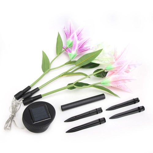 Hjlian Lampe De Jardin Solaire A Led Style Lys, 3 Couleurs, Pour Cour Exterieure