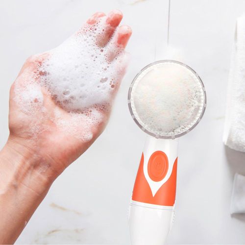 HJLIAN Brosse de bain electrique resistante a l'eau, manche long, douche, massage corporel, nettoyage (orange)