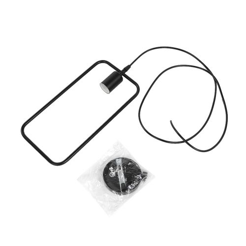 HJLIAN Suspension LED E27 style retro AC 100-240 V, lampe geometrique en fer plaque (rectangle)