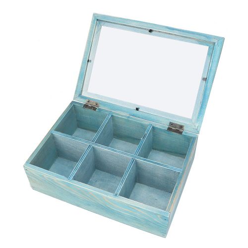 Hjlian Boite A The En Bois A 6 Compartiments, Contenant En Verre, Organiseur De Stockage De Sucre