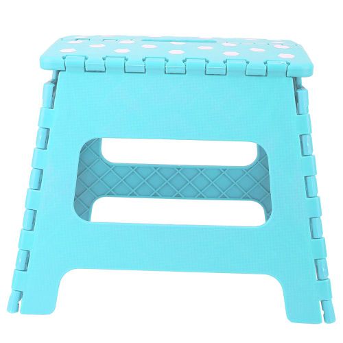 Hjlian Tabouret Pliant Portable En Plastique Epais A Pois, 28,5 X 21,5 X 27 Cm (Bleu)